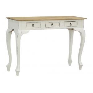 Photo NCS1190 : Console 3 tiroirs en bois blanc antique
