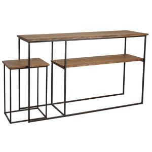 Photo NCS1370 : Metal and wood console tables with a table