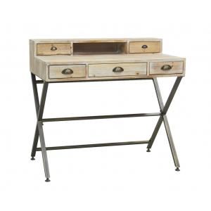 Photo NCS1590 : Pine wood and metal desk