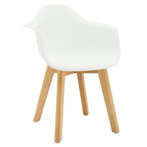 Photo NFE1521 : White polypro and beechwood children's armchair