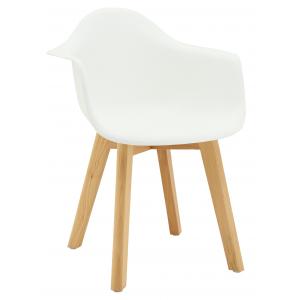 Photo NFE1521 : Fauteuil enfant en polypro blanc et hêtre