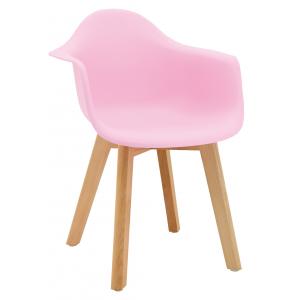 Photo NFE1524 : Fauteuil enfant en polypro rose et hêtre