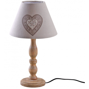 Photo NLA2200 : Lampe à poser coeur en bois et coton