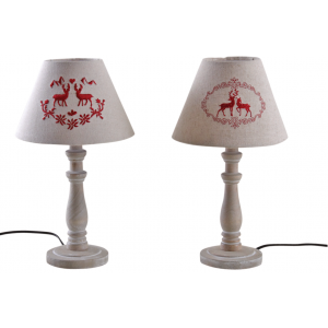 Photo NLA2220 : Cotton and wooden deer table lamp