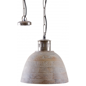 Photo NLA2310 : Metal and whitewashed mango wood lamp