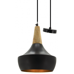 Photo NLA2550 : Black metal and wood lamp