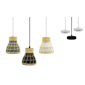 Photo NLA2780 : Natural hand woven rattan and metal lamp