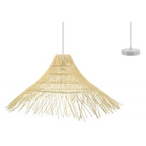 Photo NLA2790 : Natural rattan and metal lamp with fringes