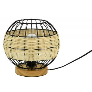 Photo NLA2800 : Lampe boule en rotin naturel et métal