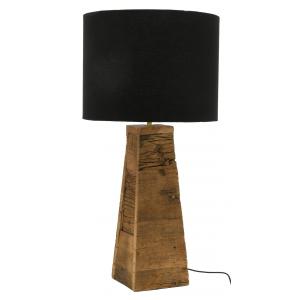 Photo NLA3070 : Natural wood recycled and black cotton table lamp