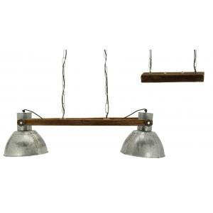 Photo NLA3090 : Suspension 2 lampes en bois recyclé et métal