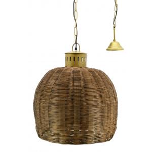 Photo NLA3100 : Golden metal and bamboo lamp