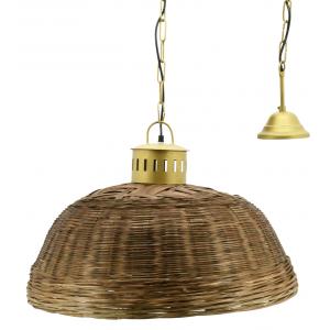 Photo NLA3111 : Stained bamboo and golden metal lamp