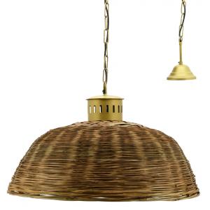 Photo NLA3112 : Stained bamboo and golden metal lamp