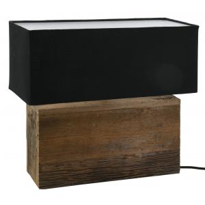 Photo NLA3140 : Lampe rectangulaire en bois recyclé et coton noir