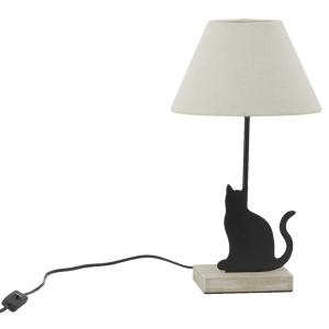 Photo NLA3410 : Metal and wooden lamp with cat design