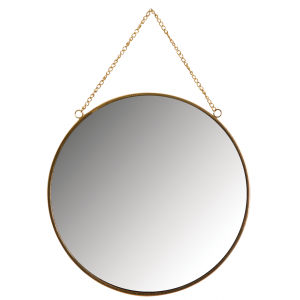 Photo NMI1670V : Miroir rond en métal laqué doré