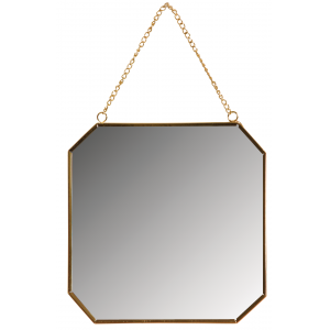 Photo NMI1680V : Miroir carré en métal laqué doré
