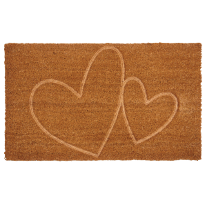 Photo NPA2040 : Coconut door mat with 2 pressed hearts