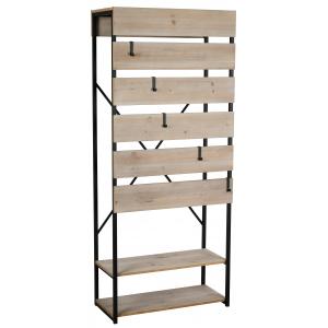 Photo NPM1140 : Mdf veneer wood and black metal shelf