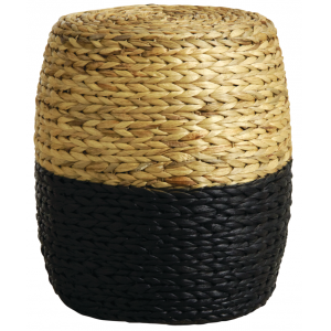 Photo NPO1400 : Pouf rond en jacinthe naturelle et noire