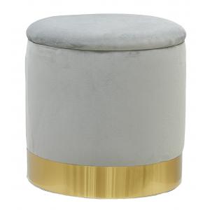 Photo NPO1521 : Pouf coffre en velours gris