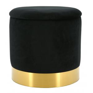 Photo NPO1522 : Pouf en velours et métal doré