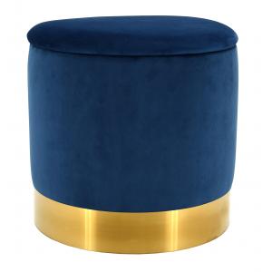 Photo NPO1523 : Metal and blue velvet pouf