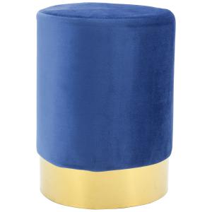 Photo NPO1541 : Blue velvet and gold metal pouf 