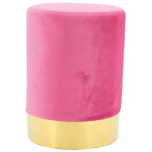 Photo NPO1543 : Pink velvet and gold metal pouf 
