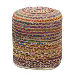 Photo NPO1550 : Multicolored cotton and jute pouffe