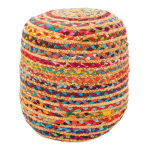 Photo NPO1550 : Multicolored cotton and jute pouffe