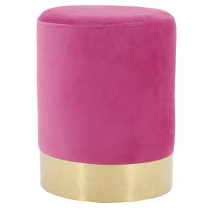 Photo NPO1630 : Pouf en velours rose et métal doré