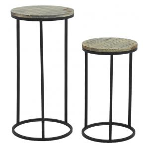 Photo NSE200S : Metal and pine wood plant stands