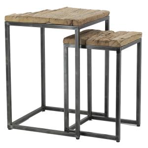 Photo NSE208S : Metal and wood nesting tables