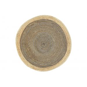 Photo NTA2252 : Tapis rond en jute et coton noir