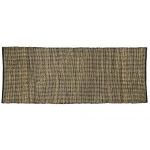 Photo NTA2280 : Tapis rectangulaire en jute et coton noir