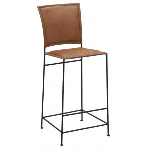 Photo NTB1610C : Tabouret de bar en cuir de chèvre et métal