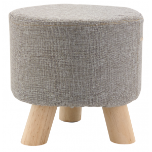 Photo NTB1770C : Tabouret bas en coton et bois