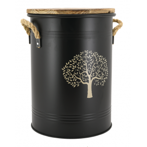 Photo NTB2070 : Black metal stool shaped log basket Tree