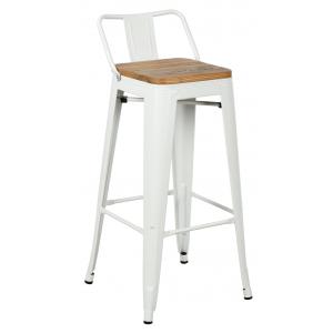 Photo NTB2220 : Tabouret de bar en métal blanc et bois d'orme huilé