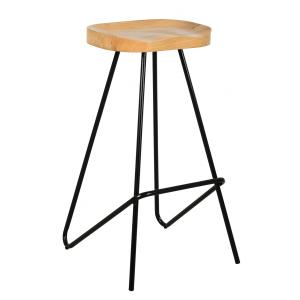 Photo NTB2230 : Tabouret de bar en métal et bois d'orme huilé