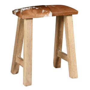 Photo NTB2280 : Recycled wood and brown and white cow skin stool