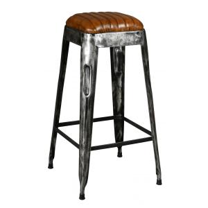 Photo NTB2320 : Old black metal and leather stool