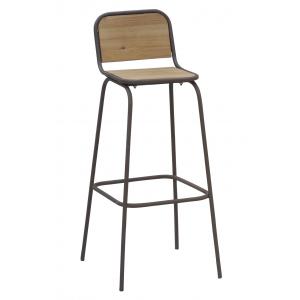 Photo NTB2330 : Industrial pine wood and metal bar stool