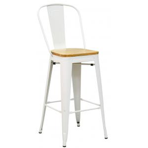 Photo NTB2380 : White metal and wooden bar stool