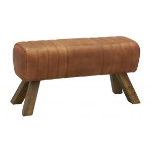 Photo NTB2550 : Tabouret en cuir et bois