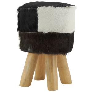 Photo NTB2900 : Tabouret en peau de chèvre et teck