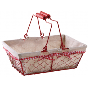 Photo PAM4610J : Red lacquered wire rectangular basket