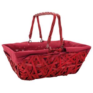 Photo PAM5130C : Panier en bois crazy laqué rouge